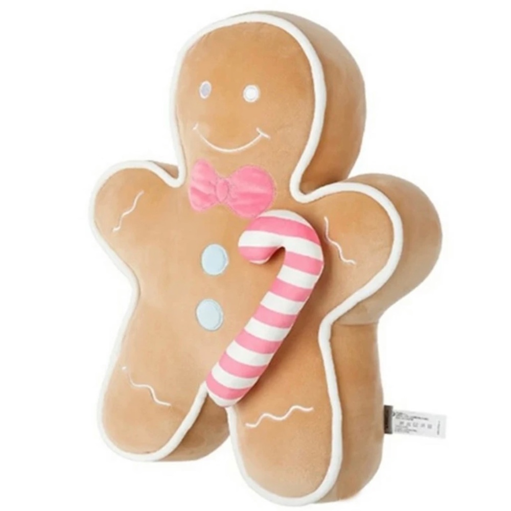 Mrs. Gingerbread 22 Inch Pink Bow Plush Pillow